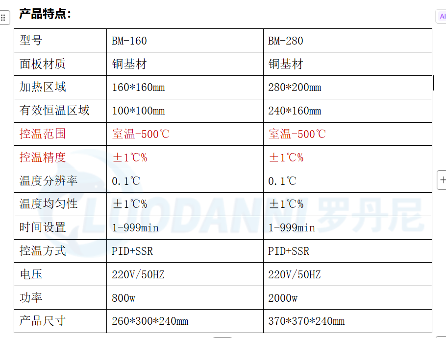 不同型号台式烤胶机核心参数对比示意图