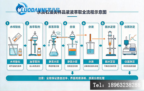水质石油类样品 液液萃取前处理流程 示意图