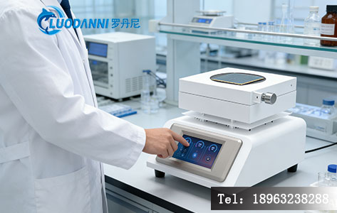 实验室光刻工艺高温精密加热台操作场景 (视觉重点:突出数字温控界面、真空吸附接口以及加热台表面的硅片)