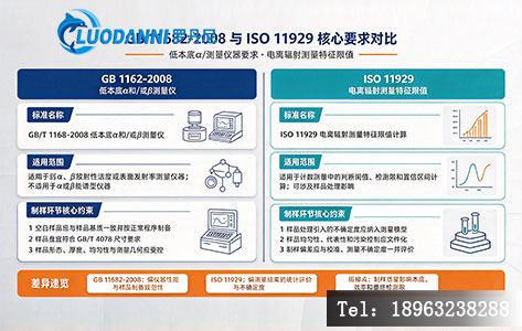 GB 11682-2008与ISO 11929标准核心要求对比示意图,左右分栏标注标准名称、适用范围、对制样环节的核心约束