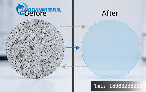 晶圆表面颗粒清洗前后效果对比示意图