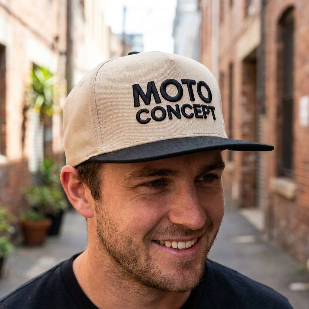 suede visor 3D embroidered snapback cap man model wearing shot (1)