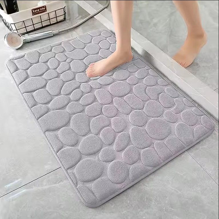 Memory Foam Bath Mat Cobblestone Bathroom Rugs