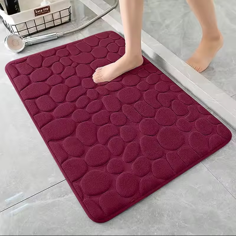 Memory Foam Bath Mat Cobblestone Bathroom Rugs