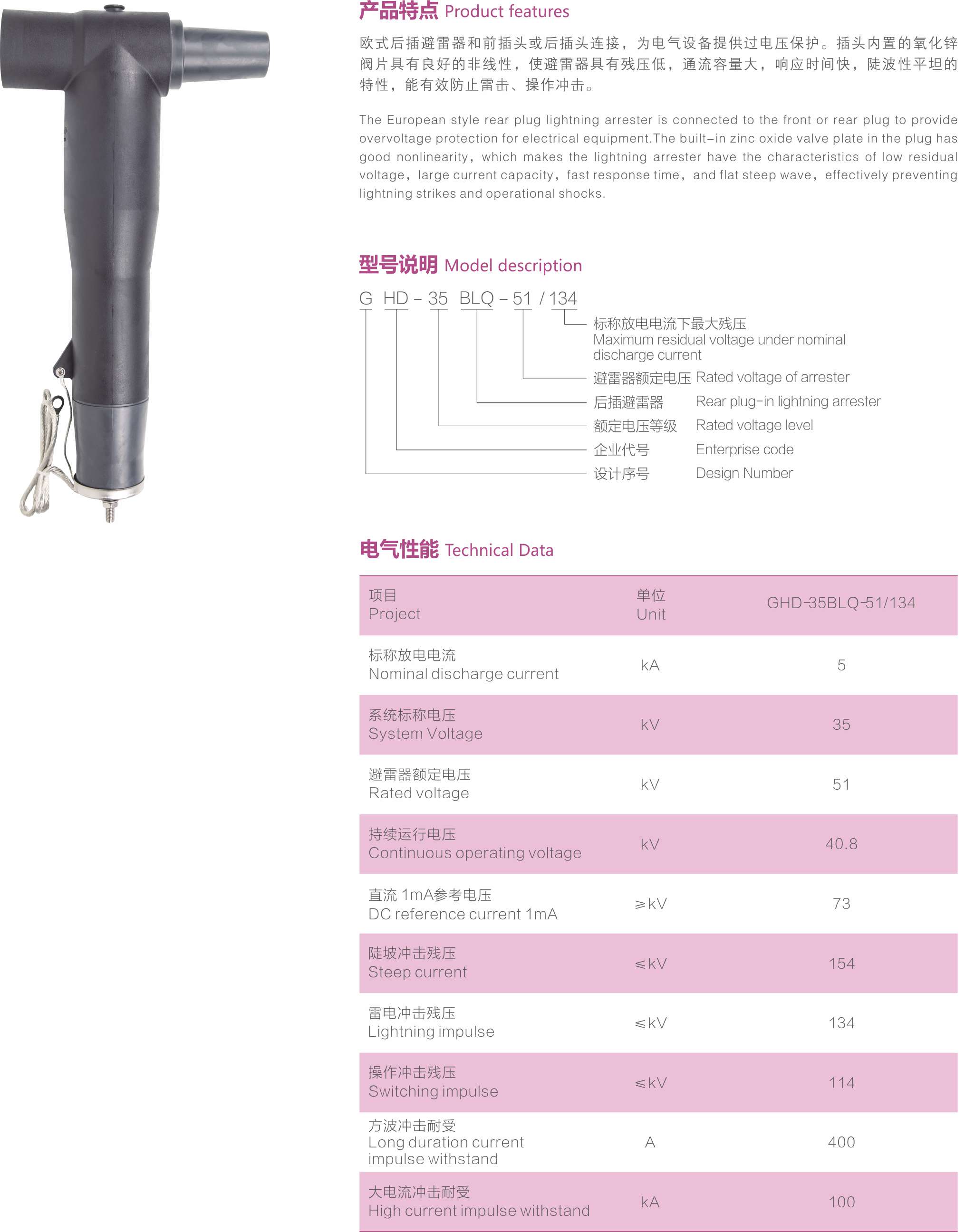 35kV屏蔽型后插避雷器-1