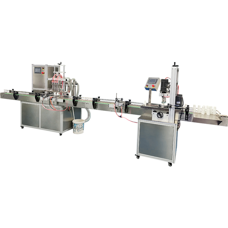 100ml-1l piston pneumatic four-head filling machine + capping machine