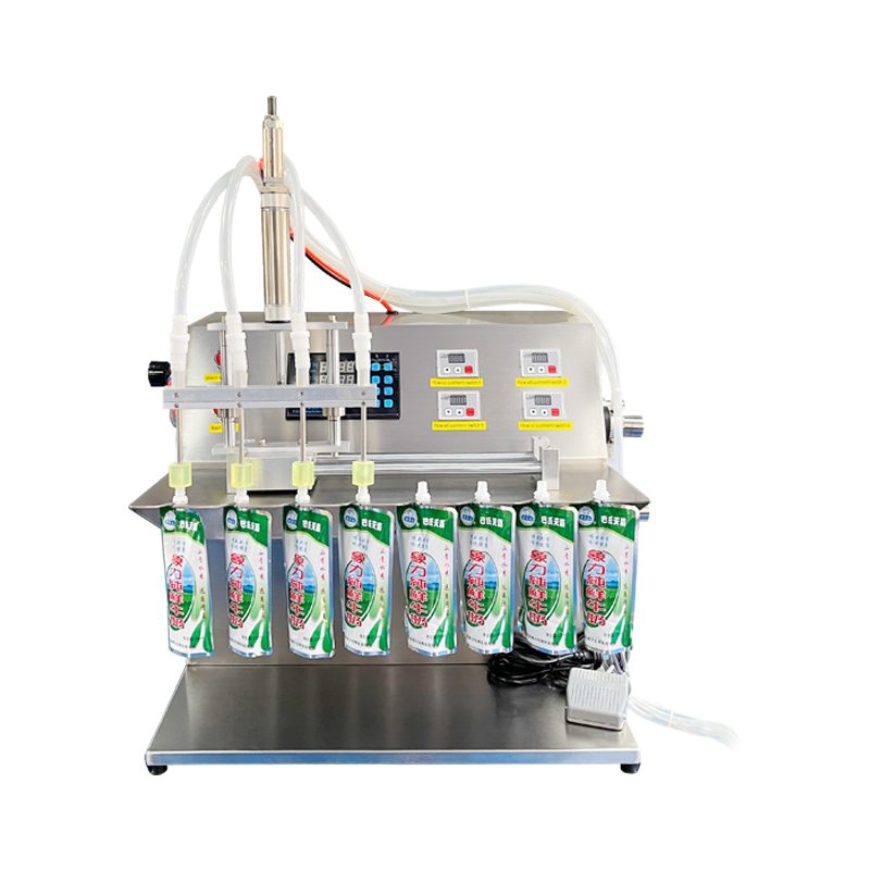 3.5L four-head magnetic pump slide rail self-supporting bag liquid filling machine (semi-automatic)