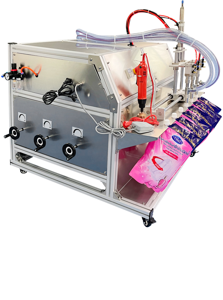 1000ml-5000ml pneumatic three-head slide stand-up bag filling machine