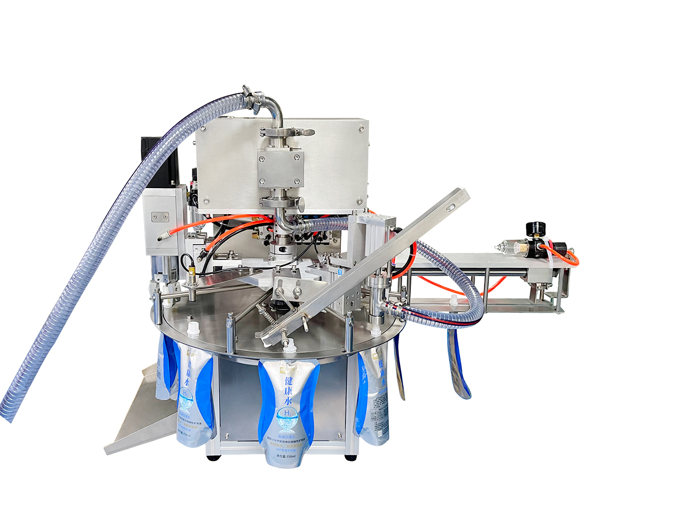45L single head magnetic pump nozzle bag filling production line (turntable type)