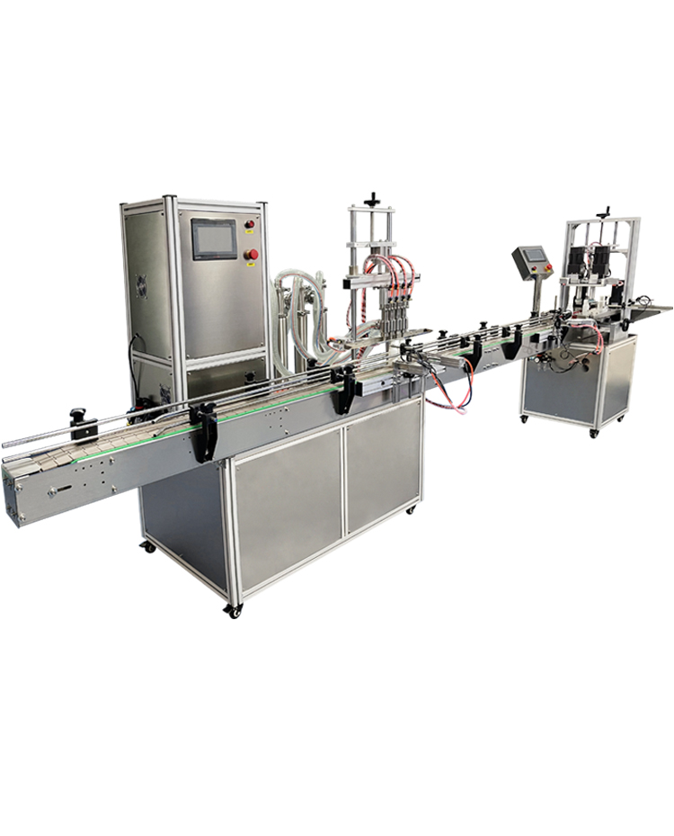100ml-1l piston pneumatic four-head filling machine + capping machine