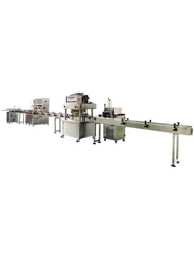 1.5L vertical 12-head peristaltic pump filling machine + bottle sorting machine + cap sorting machin