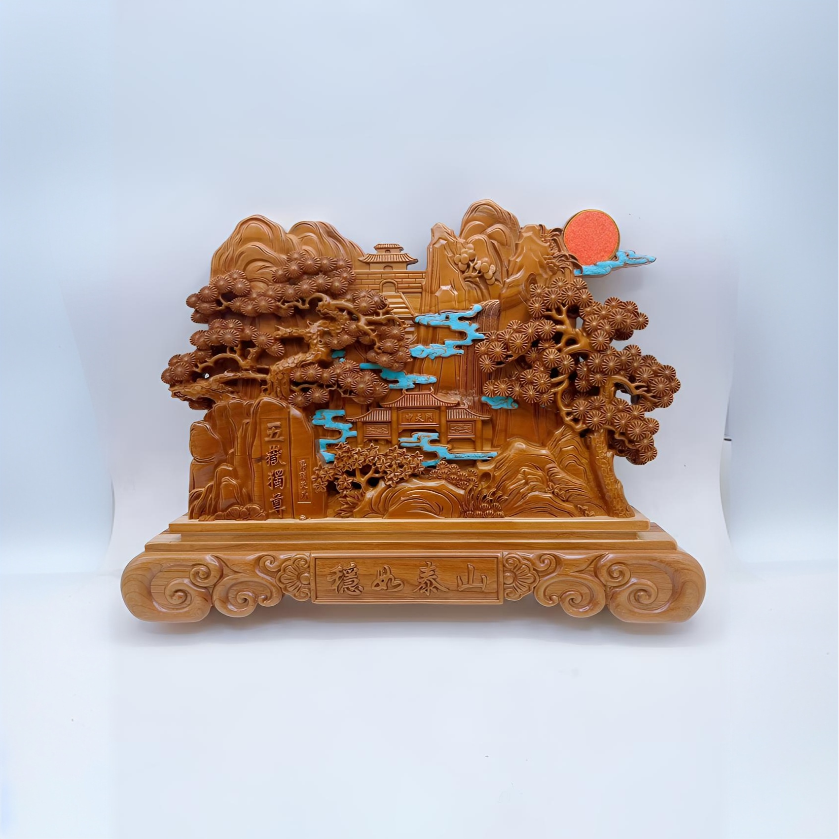 山东鸿熹文化用品有限公司稳如泰山桃木雕刻摆件4