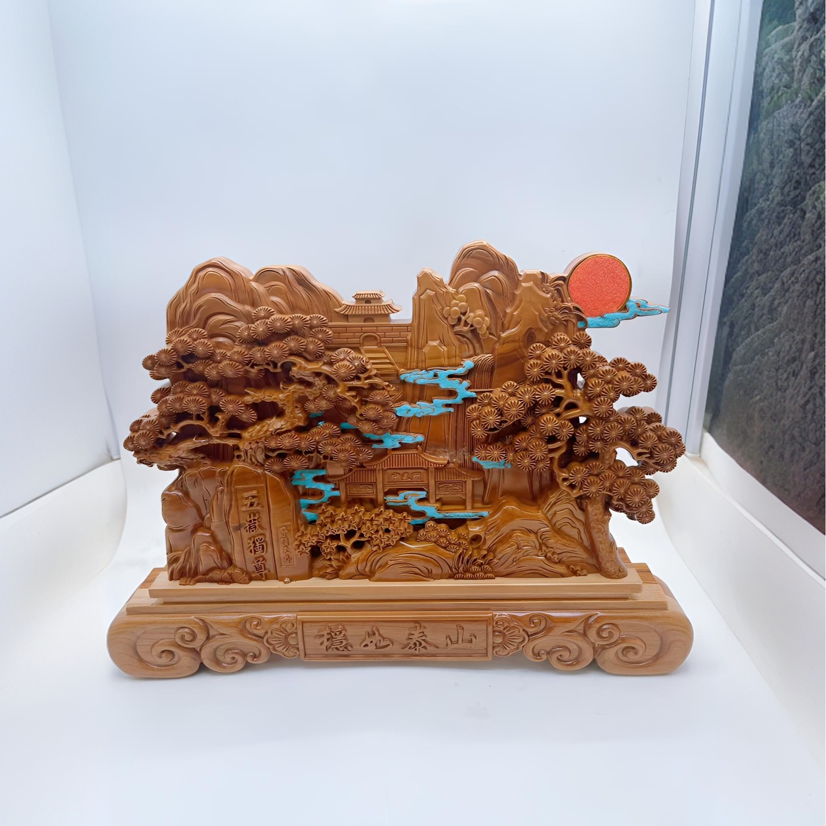 山东鸿熹文化用品有限公司稳如泰山桃木雕刻摆件2