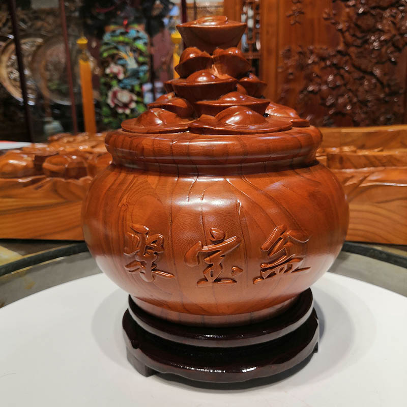 泰山桃木王桃木聚宝盆摆件产品说明