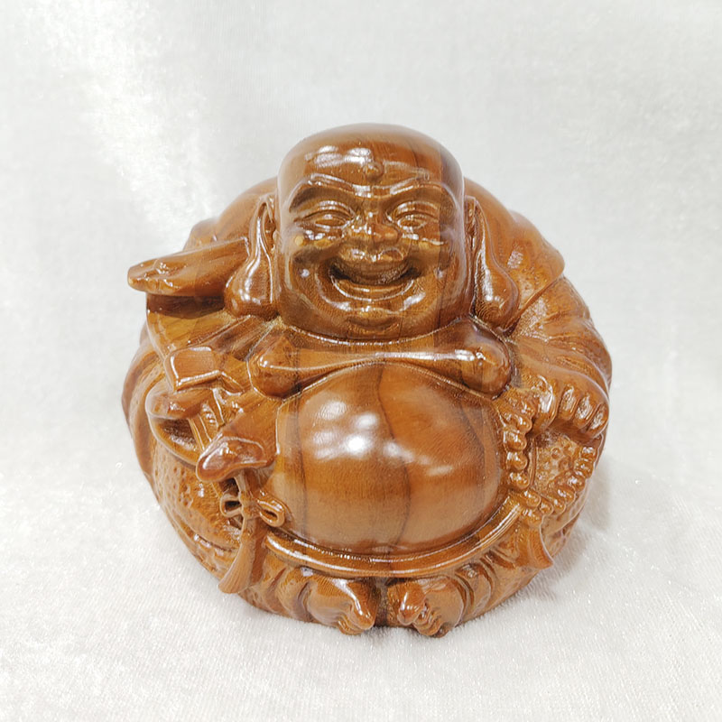 泰山桃木王出品的木雕弥勒佛摆件