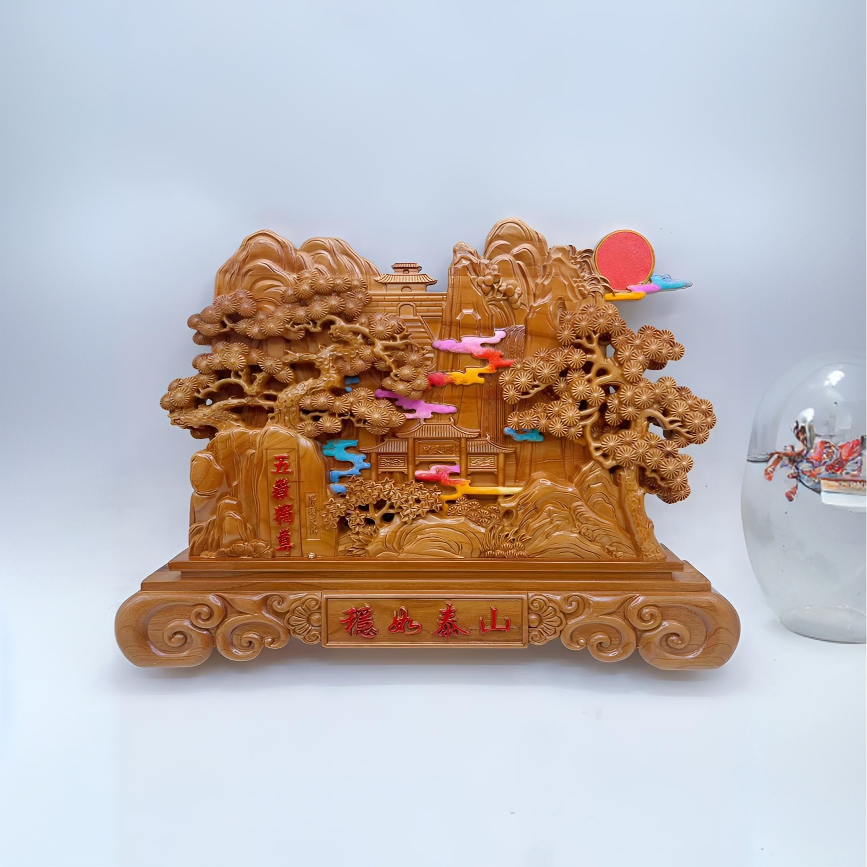 山东鸿熹文化用品有限公司稳如泰山桃木雕刻摆件1