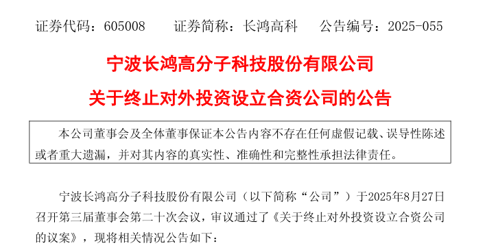 长鸿高科终止 5 亿光伏胶膜项目 上半年净利 167 万同比骤降 98%1