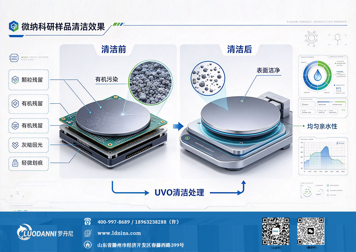 微纳科研样品紫外臭氧清洗机清洁效果对比示意图