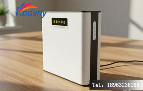 UV20臭氧中和器的内部结构透视图或安装在实验室风管处的实景图。