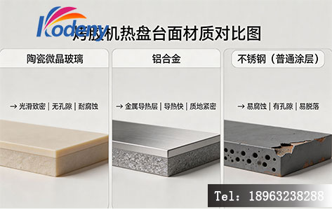 烤胶机热台台面材质对比图,陶瓷微晶玻璃 vs 铝合金 vs 不锈钢
