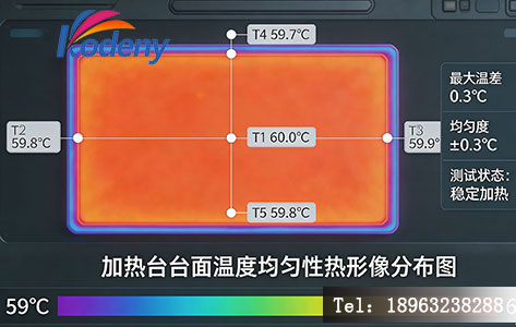 加热台台面温度均匀性热成像分布图