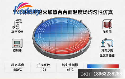半导体真空退火加热台台面温度场均匀性仿真示意图