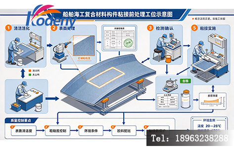 船舶复合材料构件真空等离子处理现场布局,体现工业化批量生产场景