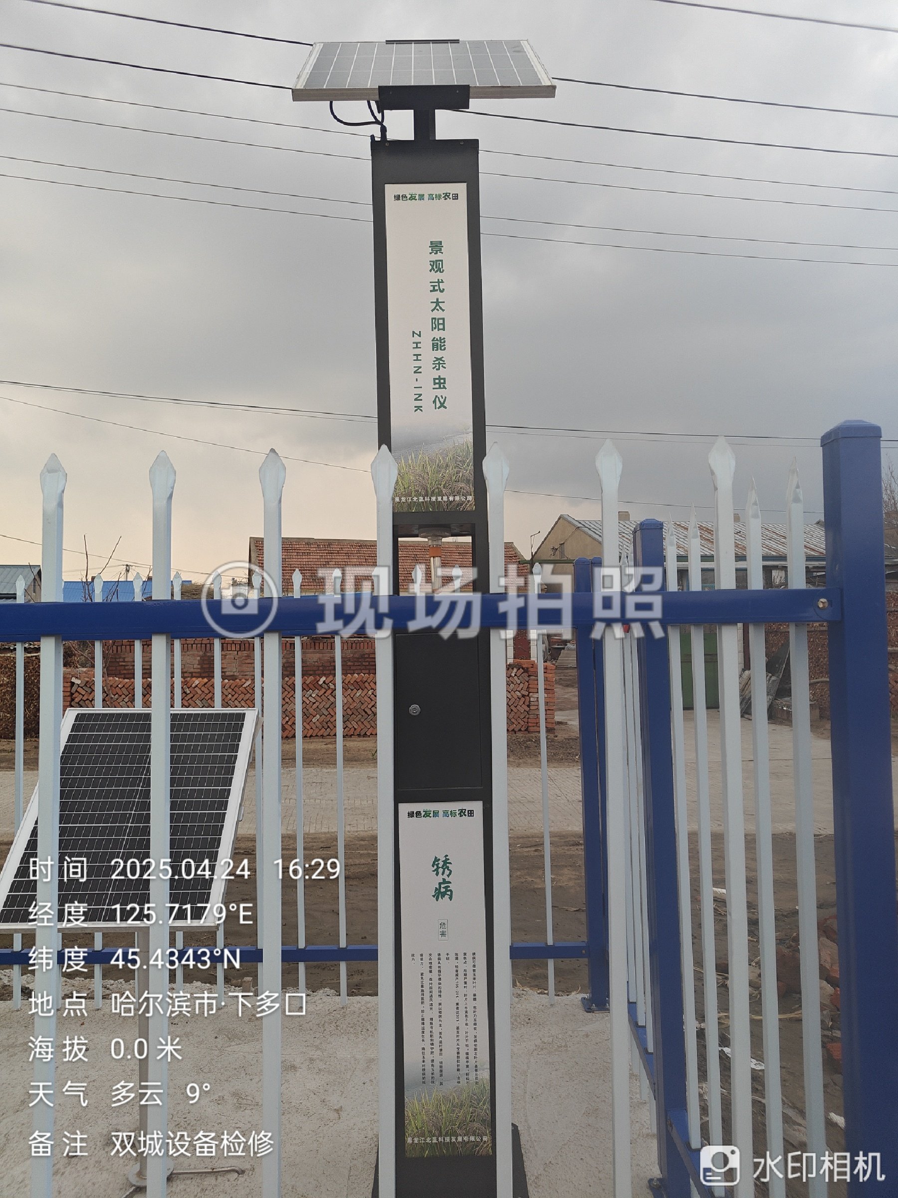 哈尔滨双城区-智慧农业-高标准农田-田间监测点-四情监测设备-景观式杀虫灯