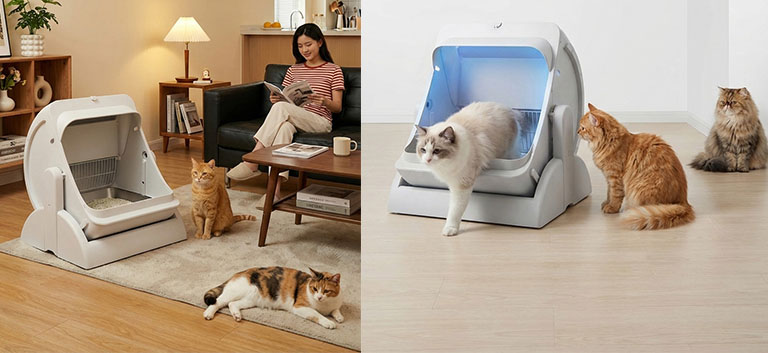 White Cat Litter Box