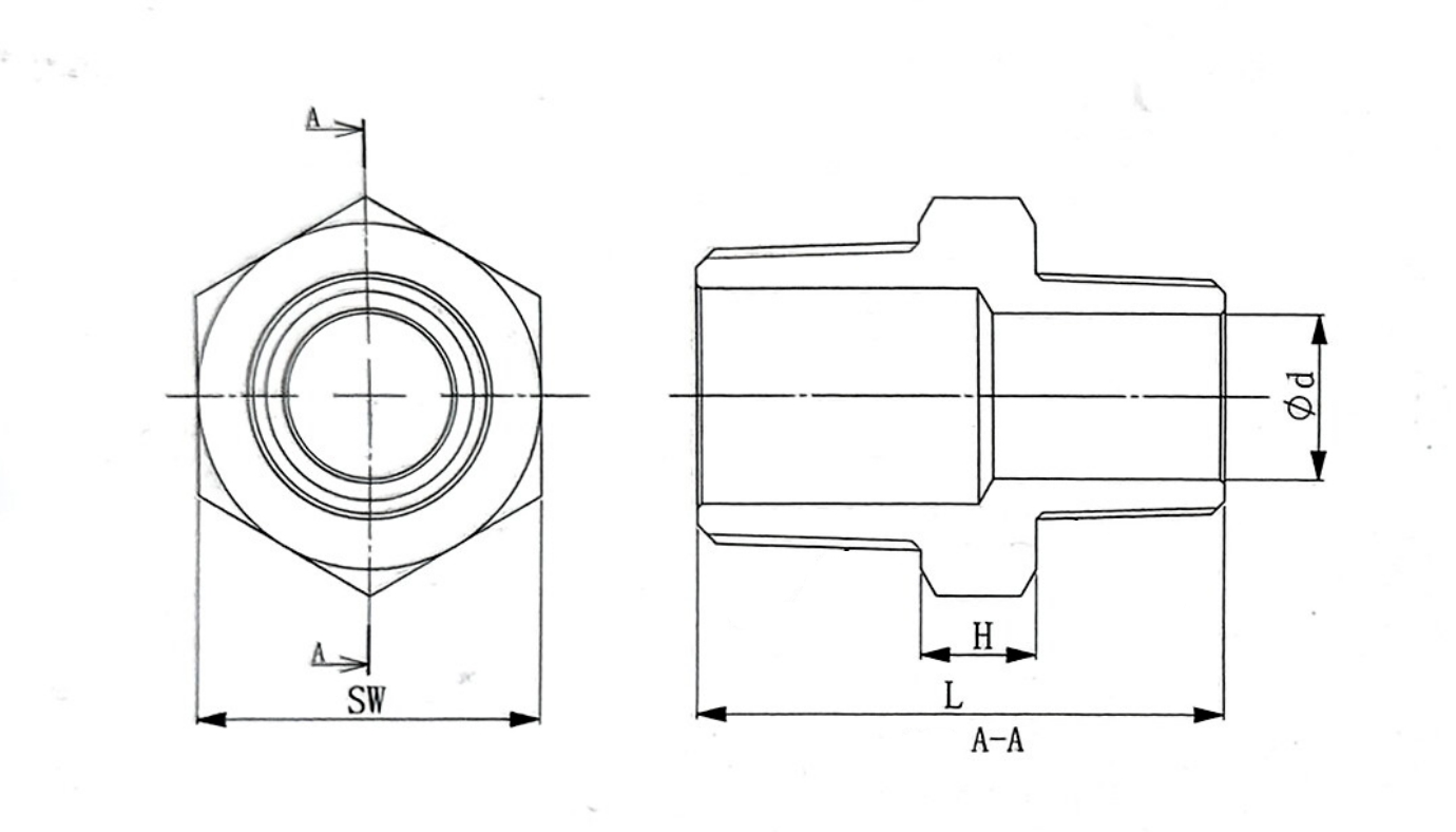 Reducing Hexagon Nipple 1