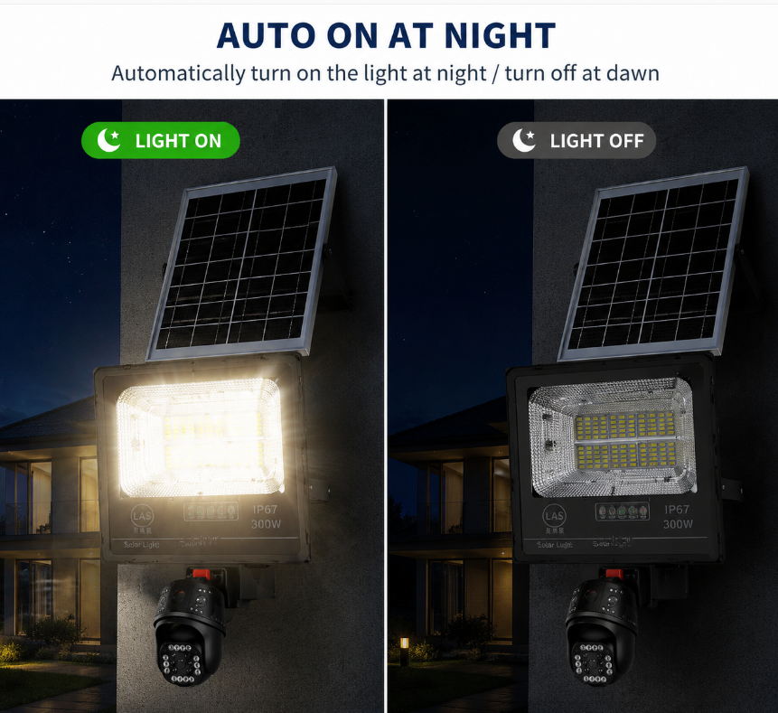 Comparison of lighting effects at night and during the day