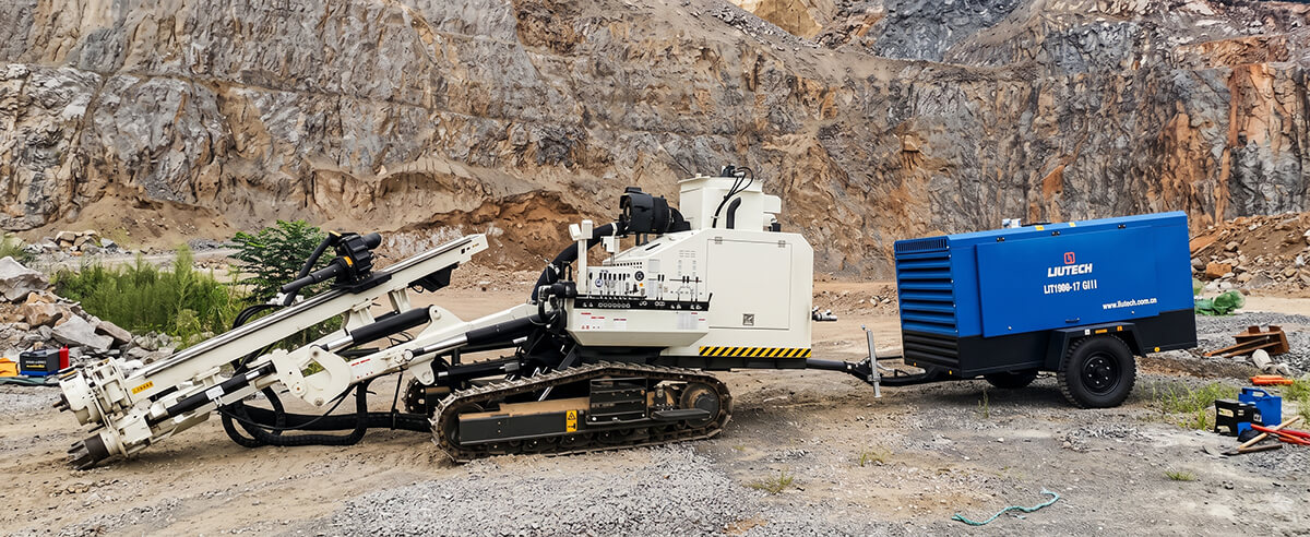 portable-diesel-compressor-towed-by-dth-drill-rig-quarry