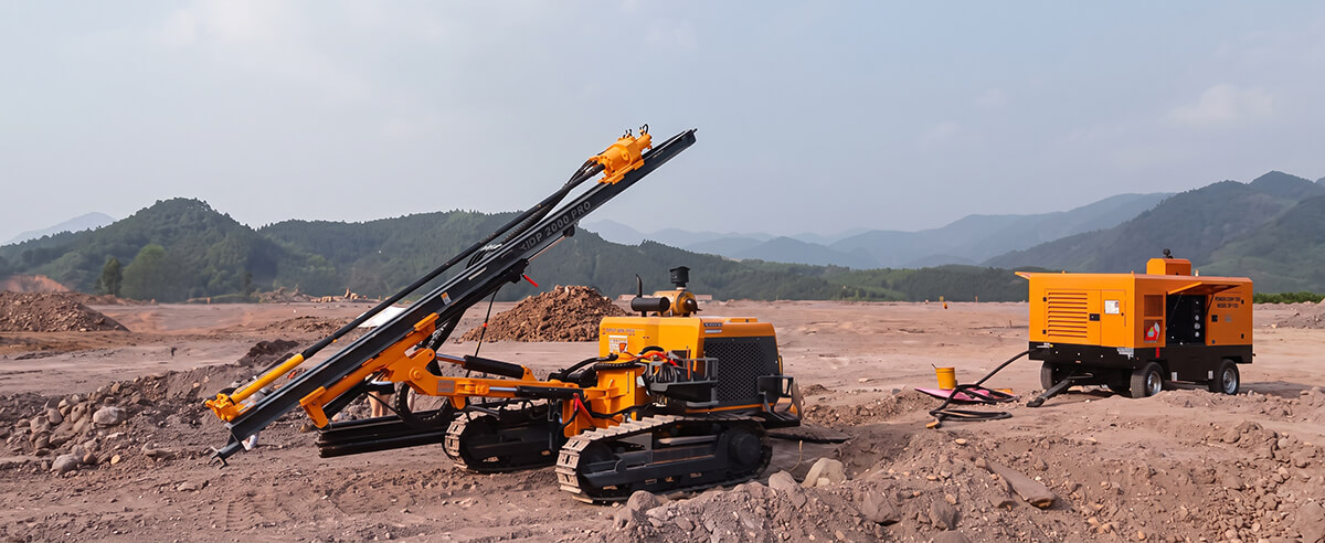 kg726-dth-drill-rig-with-portable-diesel-screw-air-compressor
