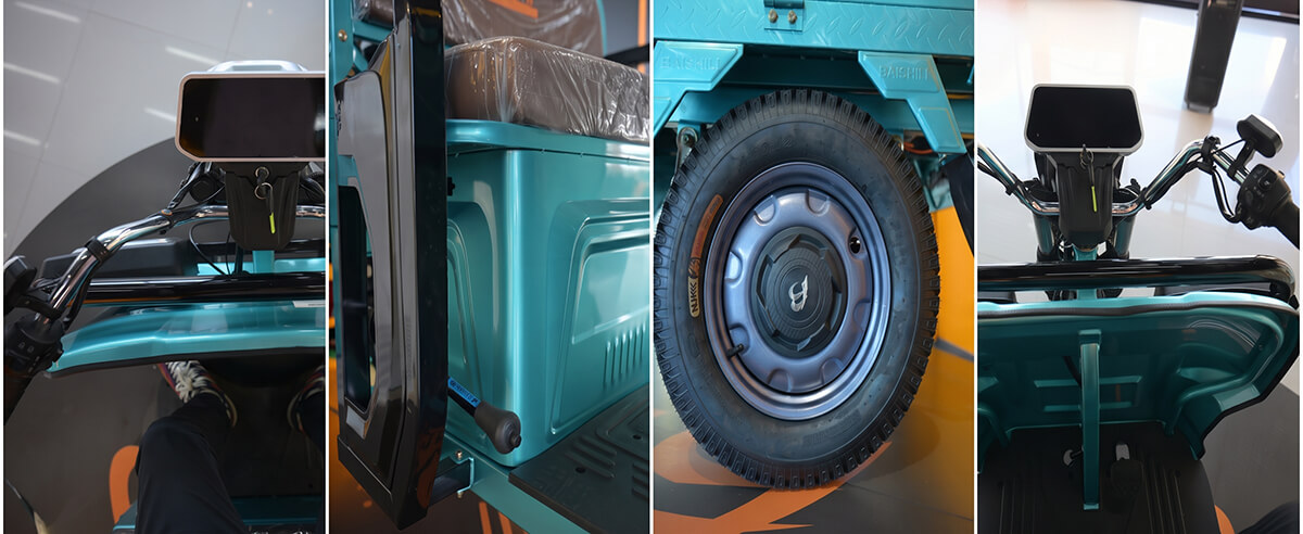 electric-cargo-tricycle-digital-display-cockpit-and-tires