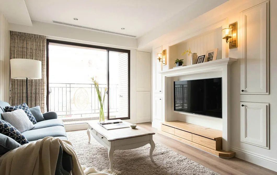 欧式风格客厅系列 白色色调实木家具 实木电视柜 实木茶几