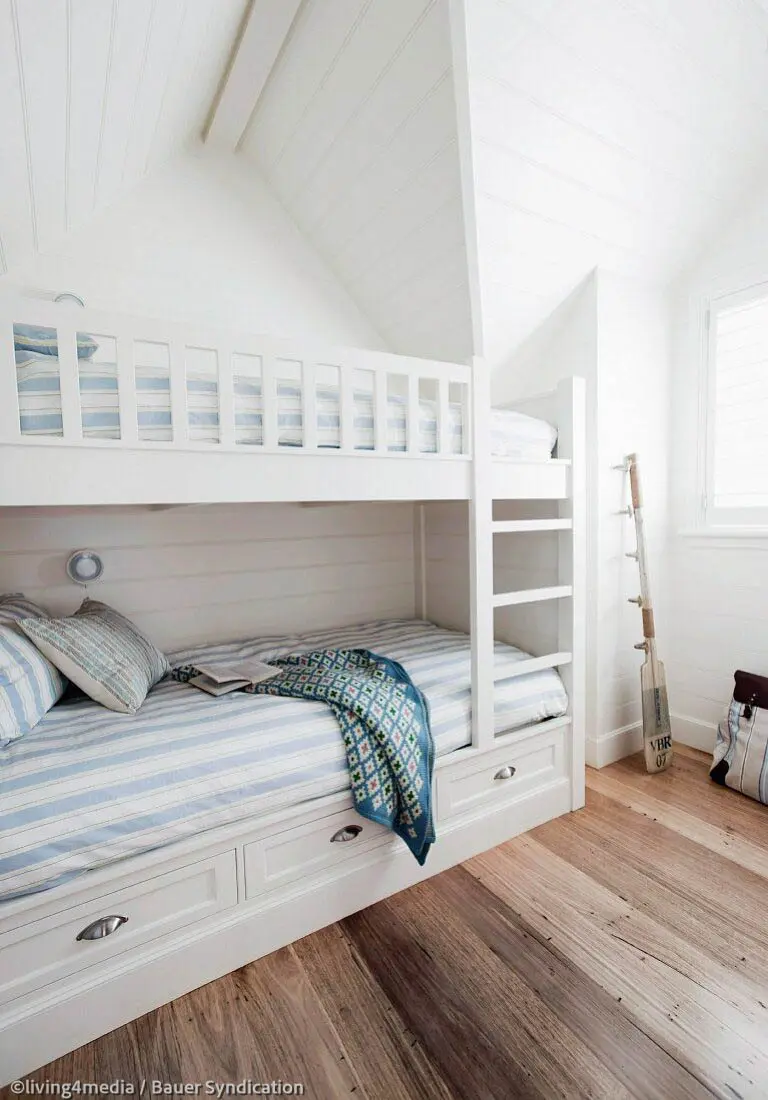 简洁欧式实木卧室 白色实木上下床 全实木定制