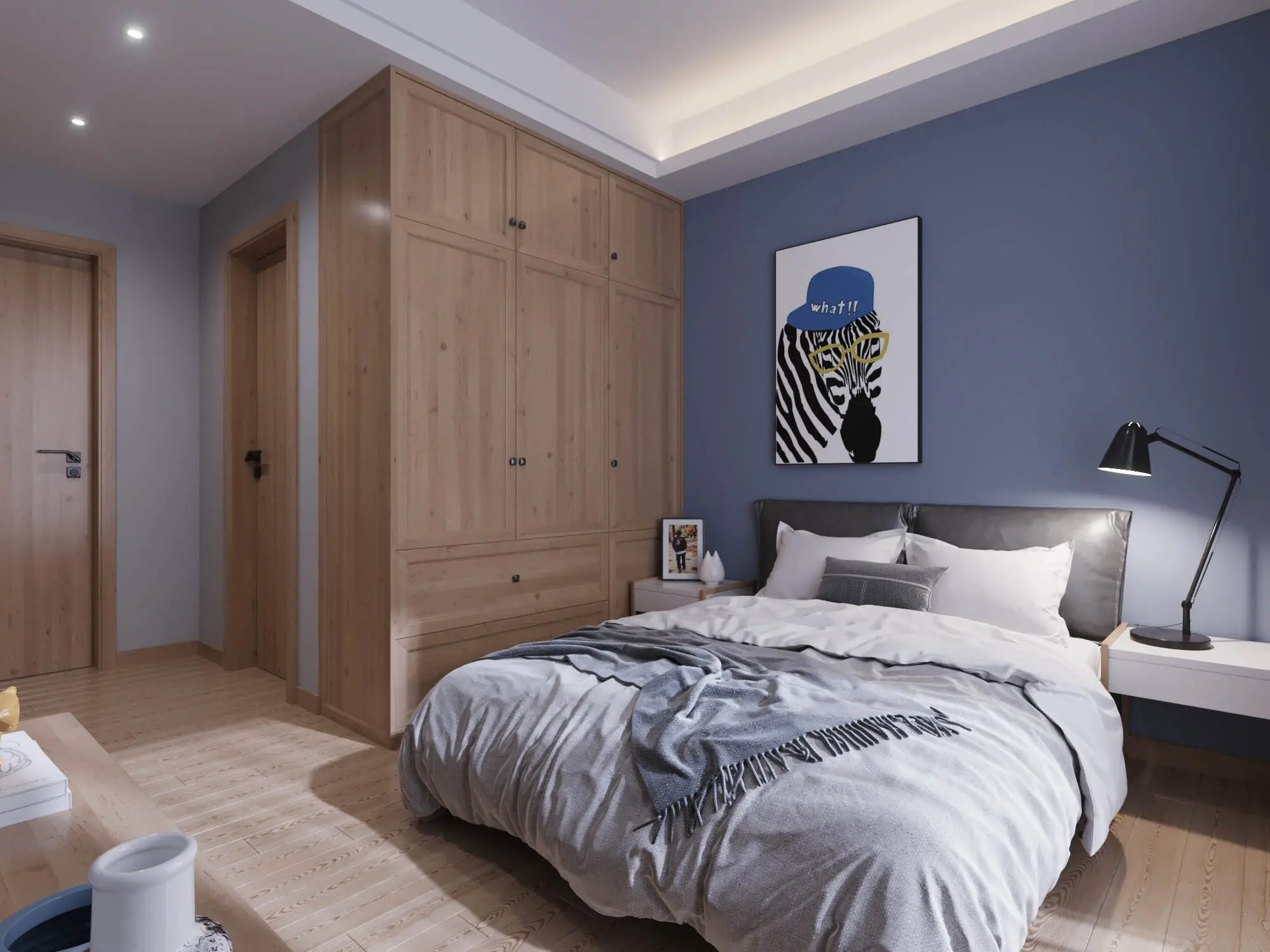 中式实木卧室系列 原木色实木衣柜 双人实木大床