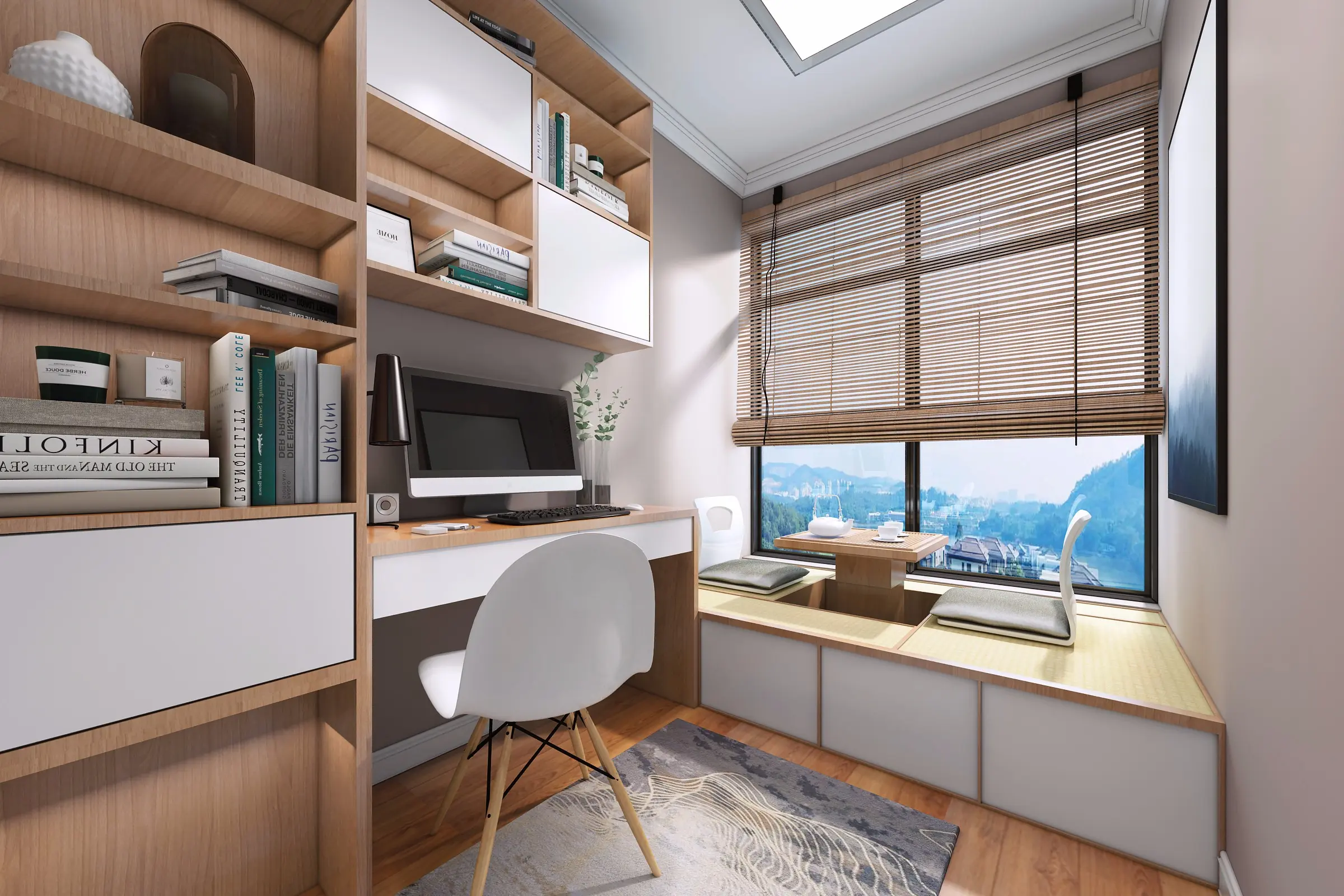 现代简约一体式实木书柜定制 实木设计提升空间利用率 创新实木家具