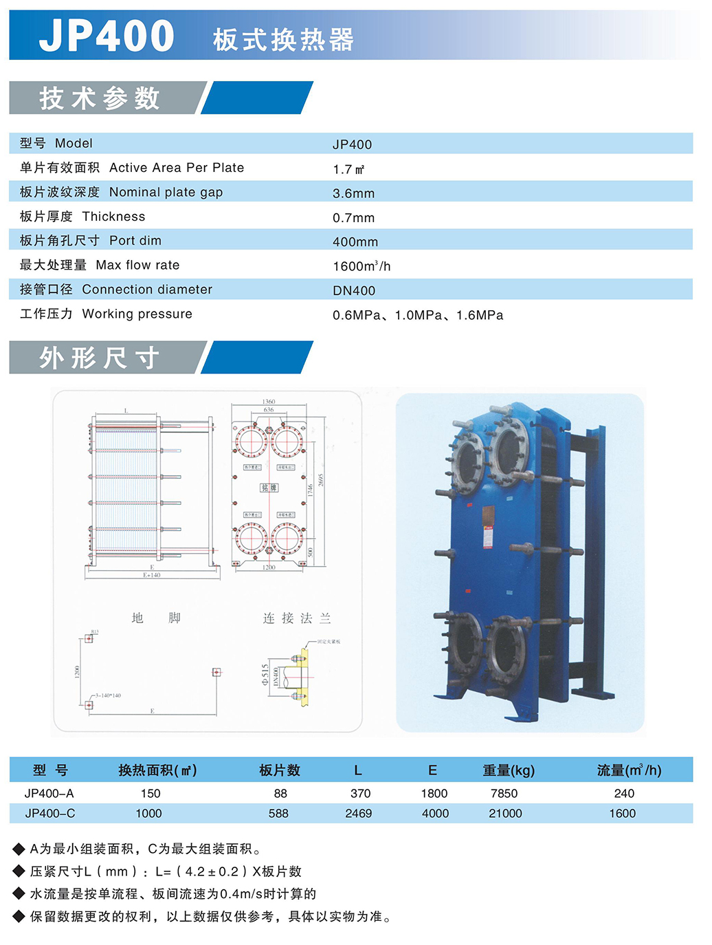 JP400板式换热器-