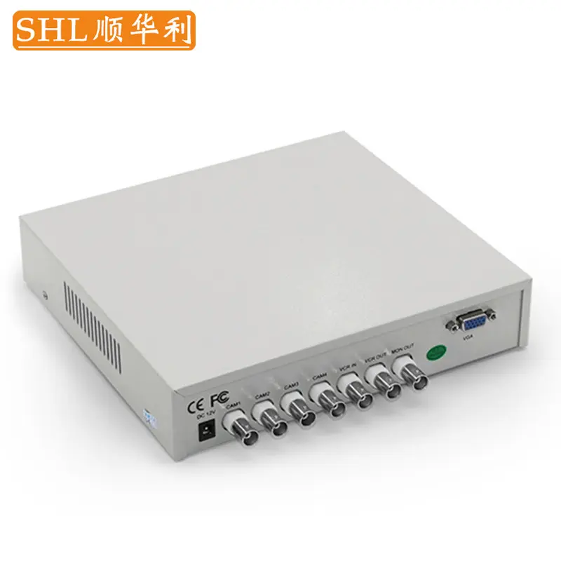 BNC视频接口4画面分割器带标清VGA接口 监控视频分割器分屏器四进一出 SHL-BF4L2