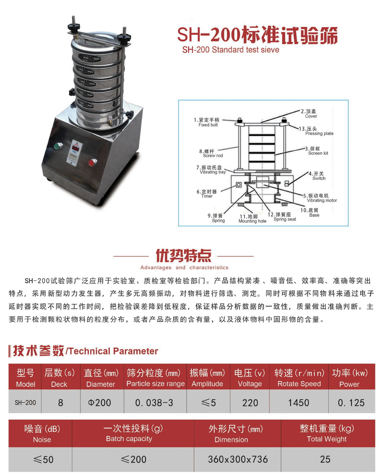 SH-200标准试验筛详情