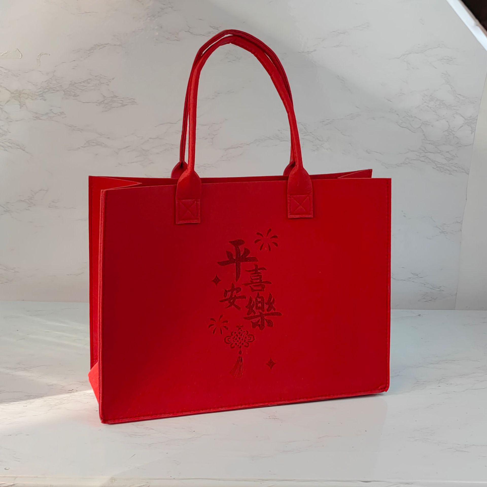 2027 Corporate Custom Felt Tote Bags, Year of the Sheep Promotional Felt Handbags, Custom Printed Logo