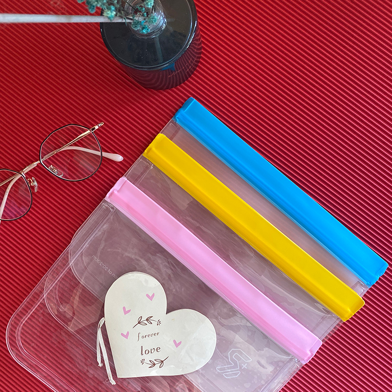 Zip Lock Custom Printed Clear PVC Cosmetic Frosted Plastic Bag with Zipper Packaging Pouches Zipper