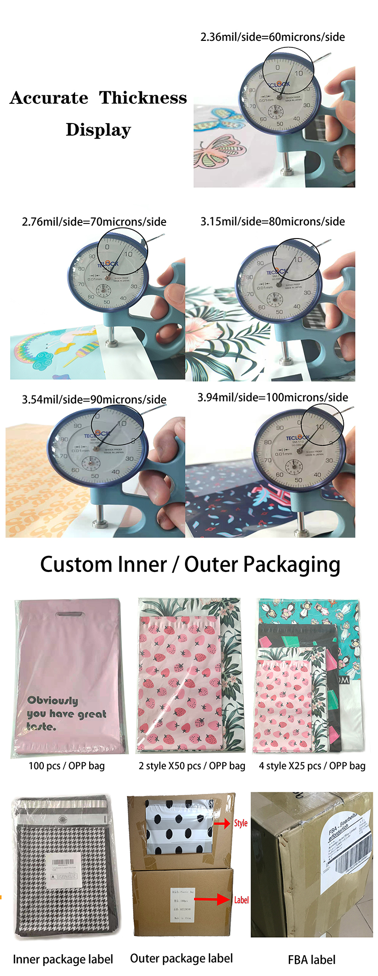 定制徽标彩色聚乙烯邮寄袋 防水快递袋 服装运输袋Custom Logo Color Poly Mailers, Waterproof Shipping Bags for Apparel Transport