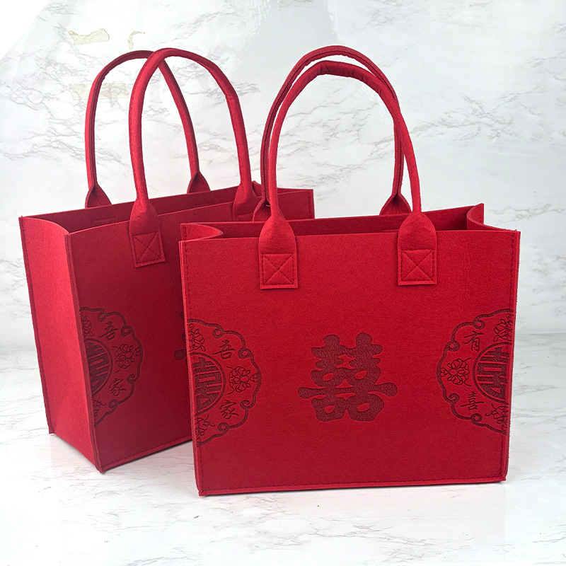 2027 Corporate Custom Felt Tote Bags, Year of the Sheep Promotional Felt Handbags, Custom Printed Logo
