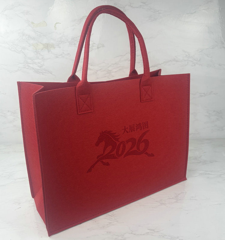 2027 Corporate Custom Felt Tote Bags, Year of the Sheep Promotional Felt Handbags, Custom Printed Logo