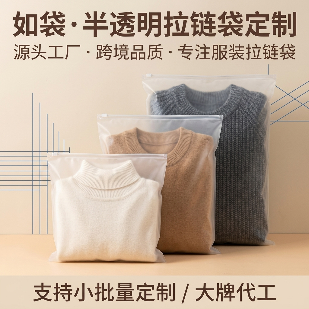 Custom Logo CPE Matte Clothing Zipper Bag, Small Batch Printed Matte Apparel Packaging Pouch