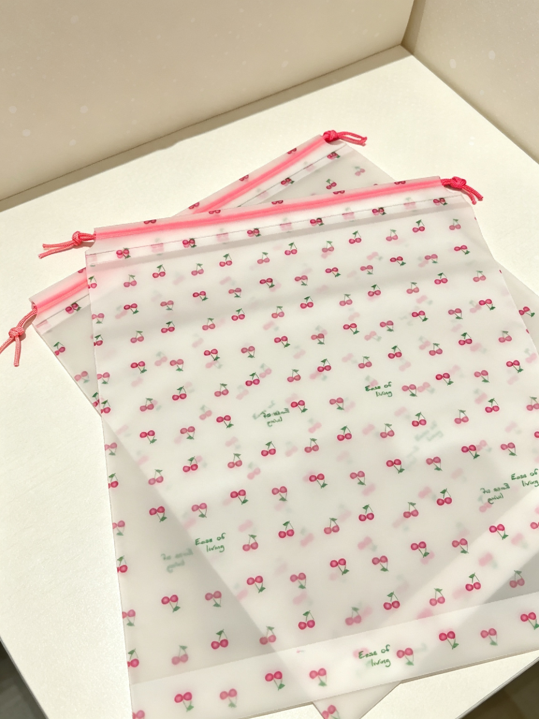 🍒樱桃磨砂束口袋Custom Cherry Printed Drawstring Pouch, Matte Storage Bag for Jewelry & Gifts