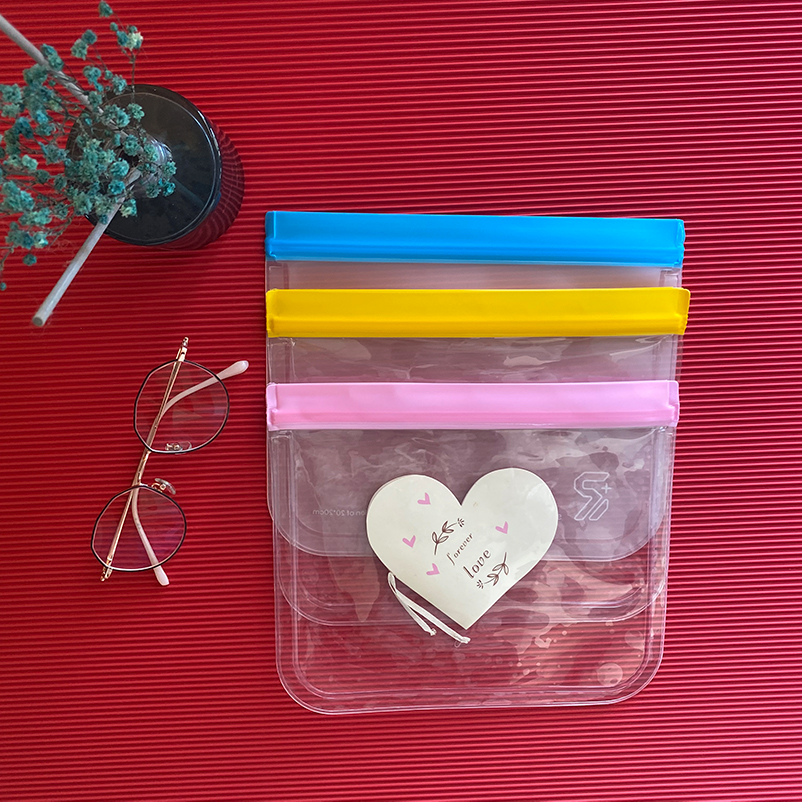 Zip Lock Custom Printed Clear PVC Cosmetic Frosted Plastic Bag with Zipper Packaging Pouches Zipper