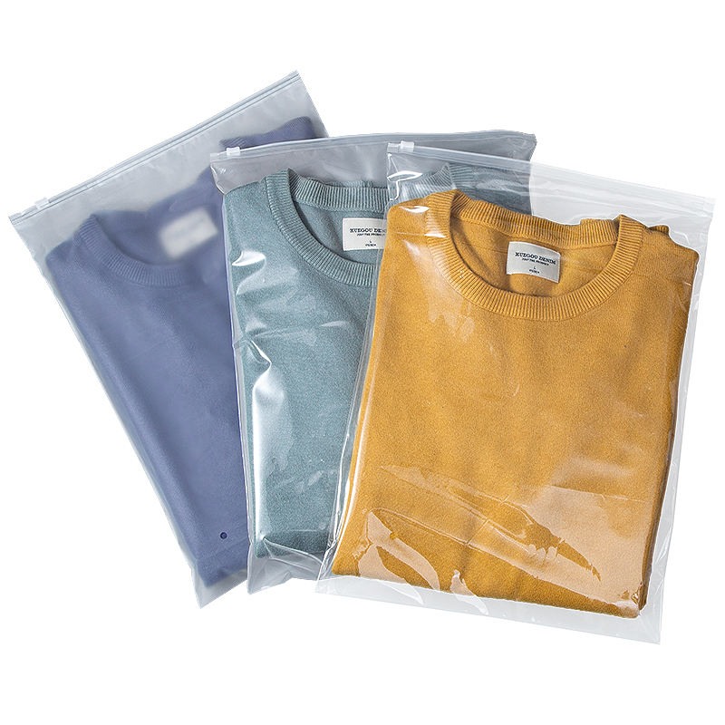 PE 高防潮自立拉链袋 透明磨砂自封立袋 服装鞋袜专用胶印定制包装袋PE High Moisture-Proof Stand-up Zipper Bag, Transparent Matte Resealable Stand Pouch, Custom Printed Packaging Bag for Garment